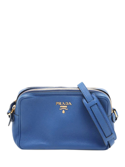 Pre-loved Prada Vitello Daino Leather Crossbody Bag, Blue, Blue