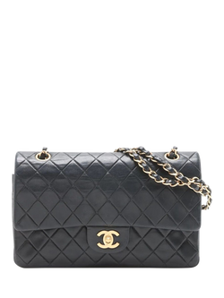 Pre-loved CHANEL Vintage 2002 Medium Lambskin Classic Double Flap Bag, Black, Black