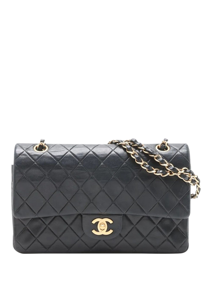 Pre-loved CHANEL Vintage 2002 Medium Lambskin Classic Double Flap Bag, Black, Black