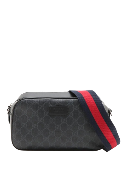 Pre-loved GUCCI GG Supreme PVC Shoulder Bag, Black, Black