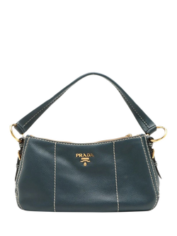 Pre-loved Prada Leather Shoulder Gold Hardware Bag, Blue, Blue