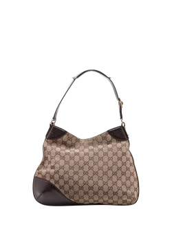 Pre-loved GUCCI GG Canvas and Leather Horsebit Shoulder Bag, Brown - view 2, Brown