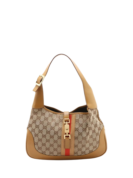 Pre-loved GUCCI GG Canvas Jackie Shoulder Bag, Brown, Brown