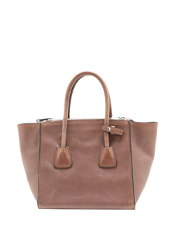 Pre-loved Prada Leather 2-Way Silver Hardware Bag, Brown - view 2, Brown