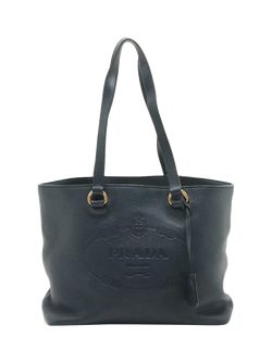 Pre-loved Prada Vitello Daino Tote Bag, Navy, Navy