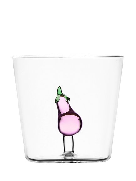 Ichendorf Milano Vegetables Aubergine Glass Tumbler, 330ml, Purple, Purple