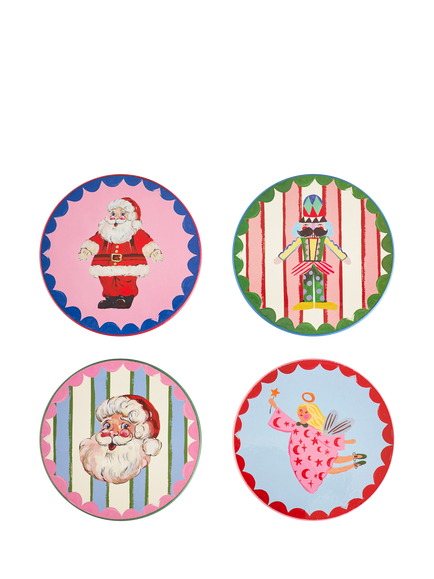 Eleanor Bowmer Dear Santa Cork-Backed Coasters, Set of 4, Multi, Multi