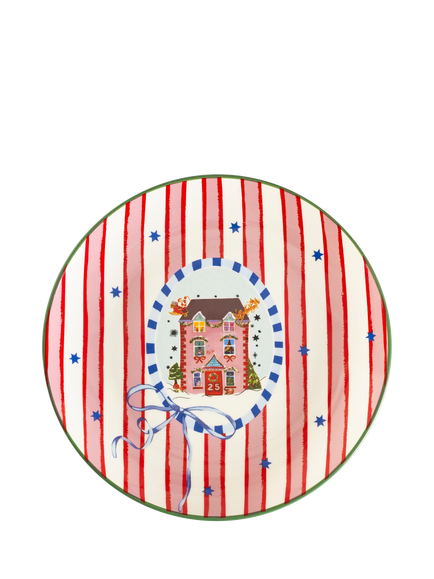 Eleanor Bowmer Dear Santa Stoneware Cake Plate, Set of 4, 19.5cm, Multi