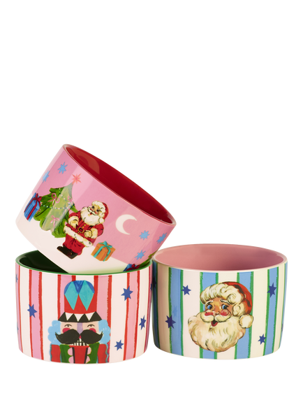 Eleanor Bowmer Dear Santa Stoneware Nibble Bowls, Set of 3, 10.5cm, Multi