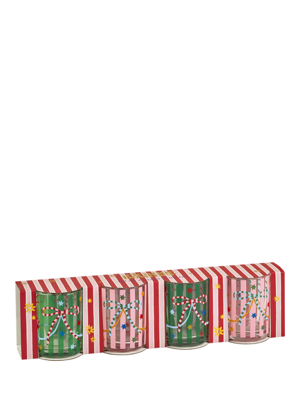 Eleanor Bowmer Christmas Striped Glass Tumblers, Set of 4, 406ml, Multi