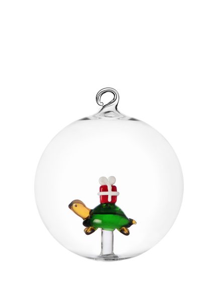 Ichendorf Milano Woodland Tales Turtle Glass Bauble, Green/Red, Green / Red