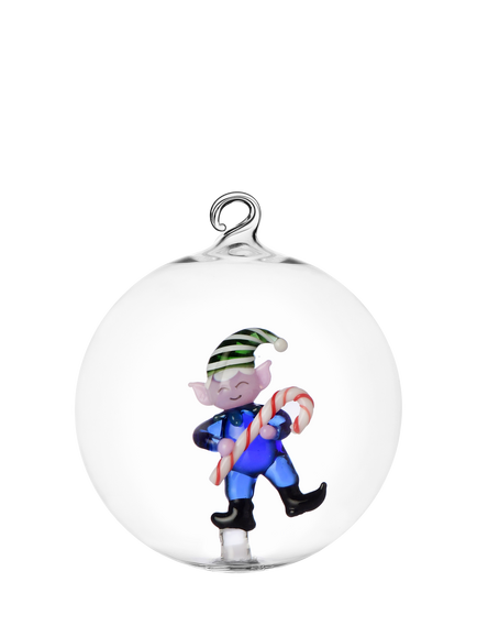 Ichendorf Milano Christmas Tales Elf Glass Bauble, Blue, Blue