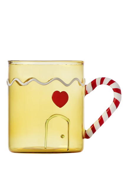 Ichendorf Milano Sweet & Candy Glass Candy Cane Mug, 350ml, Yellow, Yellow