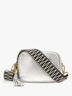 Apatchy London Tassel Leather Crossbody Bag, Silver, Silver