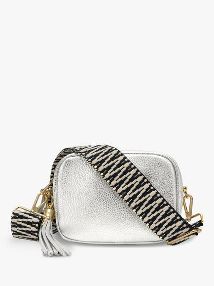 Apatchy London Tassel Leather Crossbody Bag, Silver, Silver