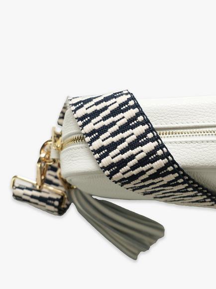 Apatchy London Tassel Leather ZigZag Strap Crossbody Bag, White - view 2, White