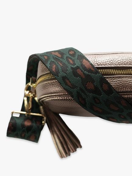 Apatchy London Tassel Leather Cheetah Strap Crossbody Bag, Bronze - view 2, Bronze