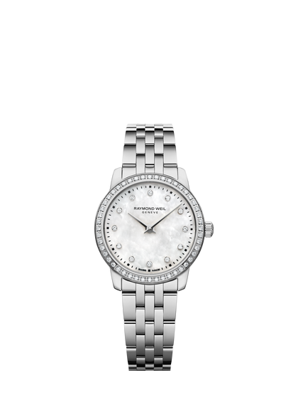 Raymond Weil Women's Toccata Mother of Pearl Bracelet Strap Watch, White/Silver, White/Silver