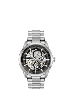 Bulova 96A208 Men's Sutton Automatic Bracelet Strap Watch, Black, Black