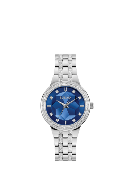 Bulova 96L276 Women's Crystal Collection Bracelet Strap Watch, Blue, Blue
