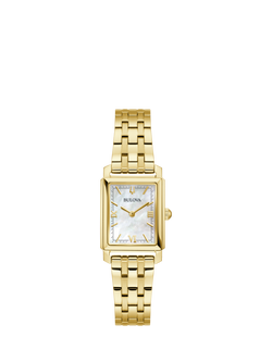 Bulova 97L177 Women's Mother Of Pearl Rectangular Bracelet Strap Watch, White, White