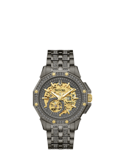 Bulova 98A293 Men's Crystal Octava Automatic Bracelet Strap Watch, Grey, Grey
