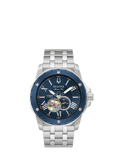 Bulova 98A302 Men's Marine Star Automatic Bracelet Strap Watch, Blue, Blue