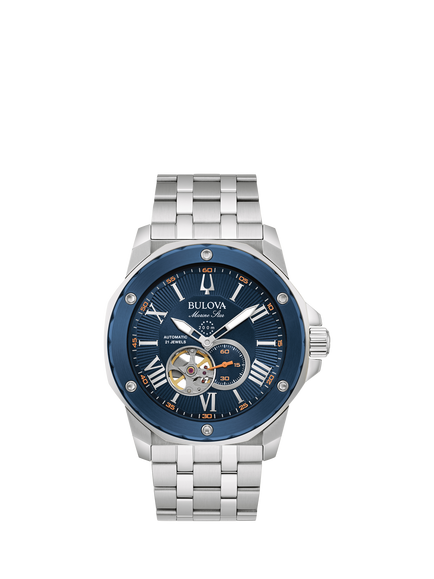 Bulova 98A302 Men's Marine Star Automatic Bracelet Strap Watch, Blue, Blue