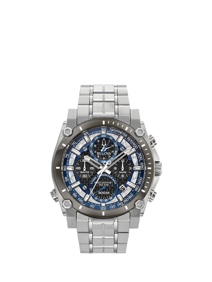 Bulova 98B316 Men's Chronograph Bracelet Strap Watch, Black, Black