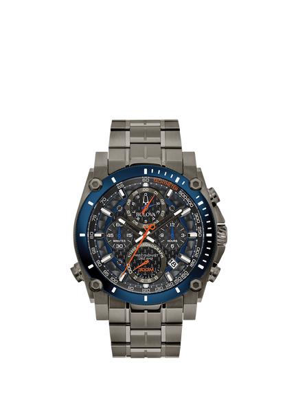 Bulova 98B343 Men's Chronograph Bracelet Strap Watch, Black, Black