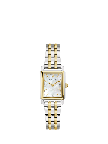 Bulova 98P220 Women's Rectangular Bracelet Strap Watch, Mother-of-pearl, Mother-of-pearl
