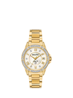 Bulova 98R235 Women's Marine Star Round Bracelet Strap Watch, Mother Of Pearl, Mother Of Pearl