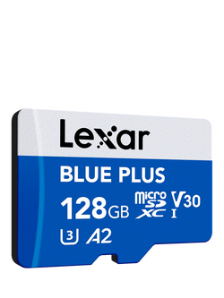 Lexar Blue Plus UHS-1, Class 10, MicroSDXC card, up to 170MB/s Read Speed, 128GB, Blue With Silver, Blue With Silver