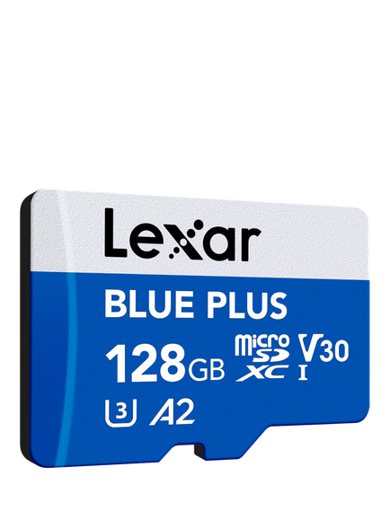 Lexar Blue Plus UHS-1, Class 10, MicroSDXC card, up to 170MB/s Read Speed, 128GB, Blue With Silver, Blue With Silver