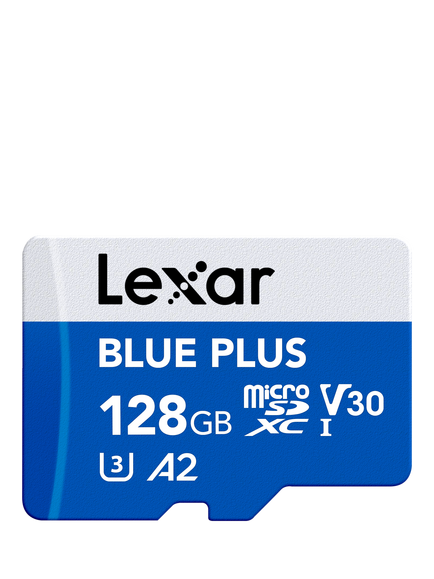 Lexar Blue Plus UHS-1, Class 10, MicroSDXC card, up to 170MB/s Read Speed, 128GB, Blue With Silver - view 2, Blue With Silver