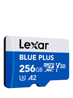 Lexar Blue Plus UHS-1, Class 10, MicroSDXC card, up to 170MB/s Read Speed, 256GB, Blue With Silver, Blue With Silver