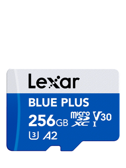 Lexar Blue Plus UHS-1, Class 10, MicroSDXC card, up to 170MB/s Read Speed, 256GB, Blue With Silver - view 2, Blue With Silver