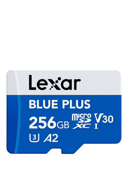 Lexar Blue Plus UHS-1, Class 10, MicroSDXC card, up to 170MB/s Read Speed, 256GB, Blue With Silver - view 2, Blue With Silver