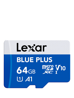 Lexar Blue Plus UHS-1, Class 10, MicroSDXC card, up to 170MB/s Read Speed, 64GB, Blue With Silver - view 2, Blue With Silver