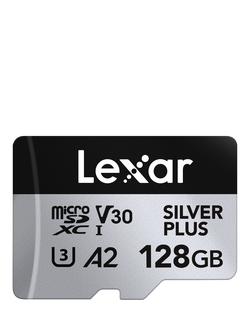 Lexar Silver Plus UHS-1, Class 10, MicroSDXC card, up to 205MB/s Read Speed, 128GB, Silver With Black - view 2, Silver With Black