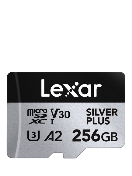 Lexar Silver Plus UHS-1, Class 10, MicroSDXC card, up to 205MB/s Read Speed, 256GB, Silver With Black - view 2, Silver With Black