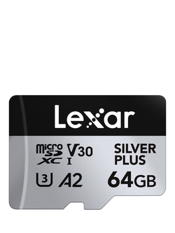Lexar Silver Plus UHS-1, Class 10, MicroSDXC card, up to 205MB/s Read Speed, 64GB, Silver With Black - view 2, Silver With Black