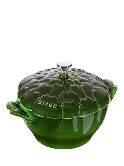 STAUB Artichoke Cocotte Round Cast Iron Casserole, 22cm, Green, Artichoke (green)