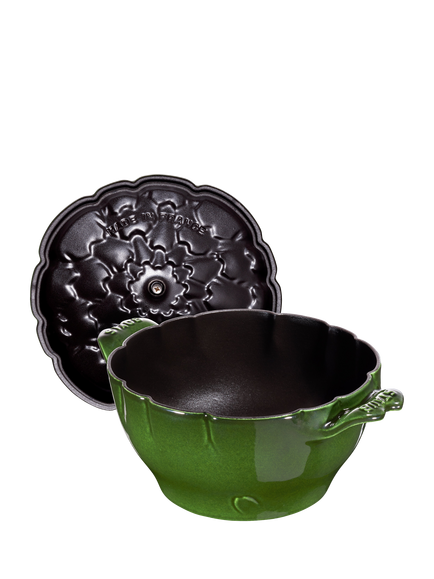 STAUB Artichoke Cocotte Round Cast Iron Casserole, 22cm, Green - view 2, Artichoke (green)