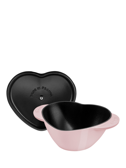 STAUB Heart Cocotte Round Cast Iron Casserole, 20cm, Sorbet Rose - view 2, Sorbet Rose (pink)