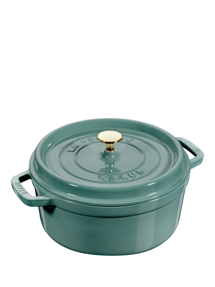 STAUB Cocotte Round Cast Iron Casserole, 24cm, Eucalypthus (green)