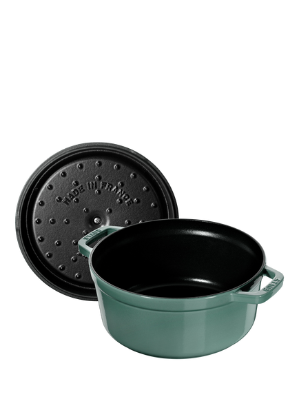STAUB Cocotte Round Cast Iron Casserole, 24cm - view 2, Eucalypthus (green)