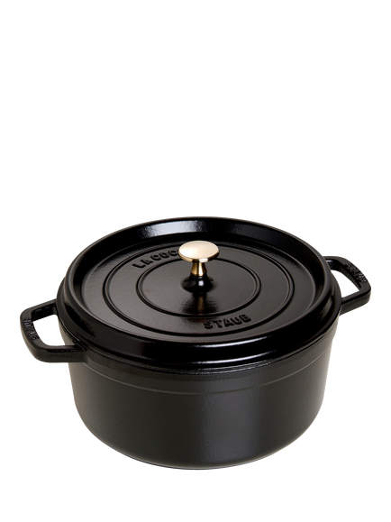 STAUB Cocotte Round Cast Iron Casserole, 26cm, Black