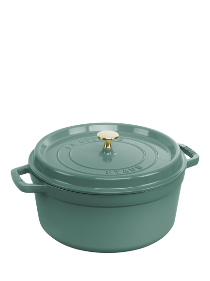 STAUB Cocotte Round Cast Iron Casserole, 26cm, Eucalypthus (green)