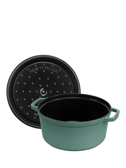 STAUB Cocotte Round Cast Iron Casserole, 26cm - view 2, Eucalypthus (green)